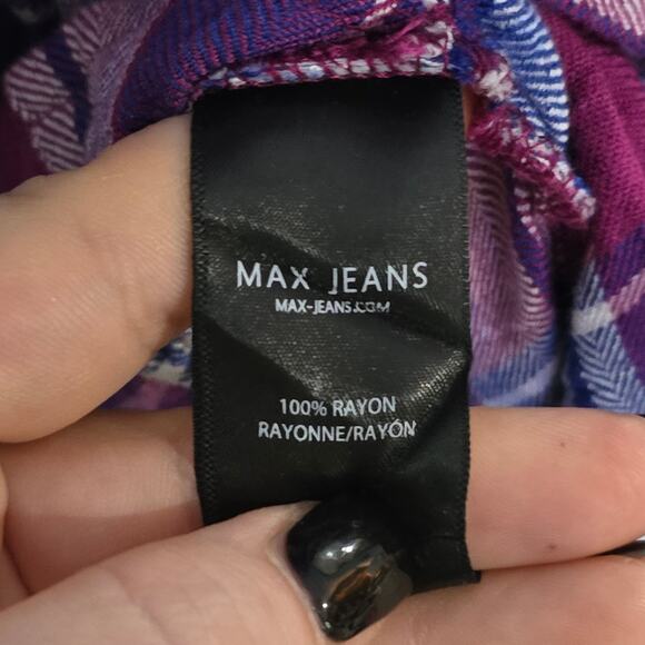 Max Jeans Button Down Flannel Shirt Dress with Pockets Large - Picture 7 of 7